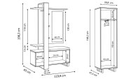 Garderoben Set MARACAY mit Schrank Bank in Artisan Eiche