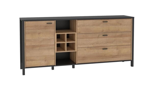 Sideboard HIGH ROCK Anrichte in Riviera Eiche und schwarz