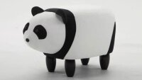 Tierhocker PANDA schwarz weiß Massivholz Kinderhocker