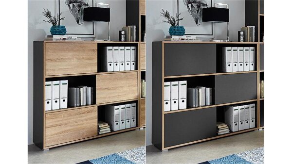 Regal 2 SHINE Büroschrank anthrazit Sonoma Eiche Germania