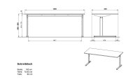 Schreibtisch 4253 PROFI 2.0 Lichtgrau Dekor Silber 180x80cm