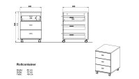 Rollcontainer 4151 Schrank LIONI in Weiß Navarra-Eiche Dekor