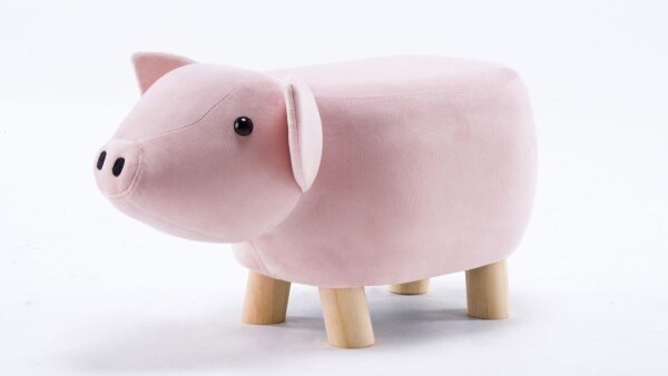 Tierhocker SCHWEIN rosa Piggy Kiefernholz Kinderhocker