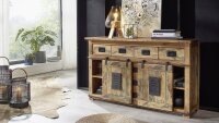 Sideboard Gingo Massivholz Mango rustikal lackiert 2 Rolltüren