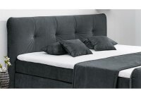 Boxspringbett COSIMA Stoff anthrazit mit Bettkasten 180x200