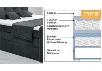 Boxspringbett COSIMA Stoff anthrazit mit Bettkasten 180x200