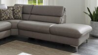 Ecksofa RL1656 Echtleder grau inkl. Kopfteilverstellung Hukla