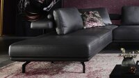 Ecksofa HP1804 L-Sofa Echtleder anthrazit inkl. Kissen Hukla