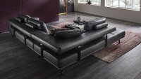 Ecksofa HP1804 L-Sofa Echtleder anthrazit inkl. Kissen Hukla