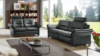 2-Sitzer SF15058 Sofa Polstersofa in Echtleder schwarz Hukla