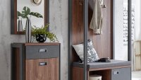 Garderobe DETROIT Flurmöbel in Stirling Oak und Matera anthrazit