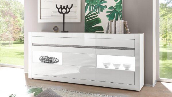 Sideboard CARAT Kommode Anrichte in weiß Hochglanz