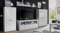 Schrank BIANCO Highboard Wohnzimmerschrank Kommode in weiß Hochglanz