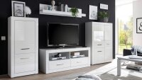 Schrank BIANCO Highboard Wohnzimmerschrank Kommode in weiß Hochglanz