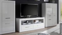 TV-Board BIANCO Lowboard Unterschrank Kommode in weiß Hochglanz