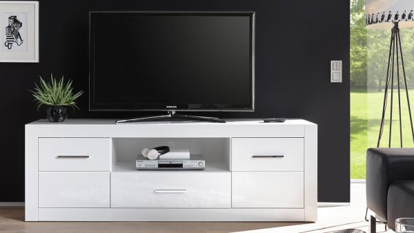 TV-Board BIANCO Unterschrank Lowboard Kommode in weiß Hochglanz