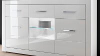 Sideboard BIANCO Anrichte Kommode Schrank in weiß Hochglanz mit Glas