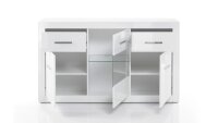 Sideboard BIANCO Anrichte Kommode Schrank in weiß Hochglanz mit Glas