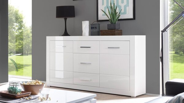 Sideboard BIANCO Kommode Anrichte Schrank in weiß Hochglanz