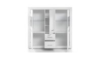 Highboard BIANCO Vitrine Buffet Schrank in weiß Hochglanz mit Glas