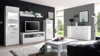 Wohnwand 11 BIANCO Anbauwand Wohnzimmer-Set Wohnkombi weiß Hochglanz