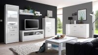 Wohnwand 13 BIANCO Anbauwand Wohnzimmer-Set Wohnkombi weiß Hochglanz