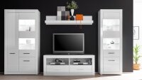 Wohnwand 23 BIANCO Anbauwand Wohnzimmer-Set Wohnkombi weiß Hochglanz