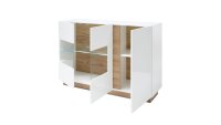 Sideboard 51 CLAIR Kommode weiß Glanz und Eiche 138x91