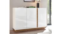 Sideboard 52 CLAIR Kommode weiß Glanz und Eiche 138x91