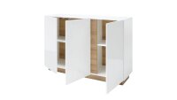 Sideboard 52 CLAIR Kommode weiß Glanz und Eiche 138x91