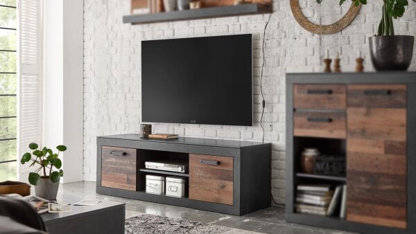 TV-Board 31 BROOKLYN Lowboard Matera grau Old Mix braun