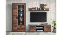 Wohnwand O3 BROOKLYN Matera grau Old Mix braun 260x201