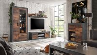 Wohnwand O3 BROOKLYN Matera grau Old Mix braun 260x201