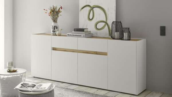 Sideboard CITY Eiche Wotan weiß Kommode Anrichte