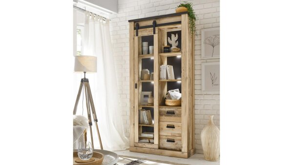 Vitrine SHERWOOD 24 Old Style hell anthrazit mit soft-close