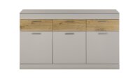 Sideboard SCARA kieselgrau matt Zinneiche 3 Schubkästen