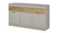 Sideboard SCARA kieselgrau matt Zinneiche 3 Schubkästen