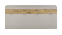 Sideboard SCARA kieselgrau matt Zinneiche 4 Schubkästen