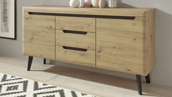 Sideboard 53 TORGE Eiche Artisan schwarz Breite 160 cm