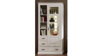 Vitrine LIMA Vitrinenschrank Pinie hell Taupe mit LED