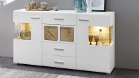 Sideboard FUN PLUS Kommode in weiß matt Eiche Altholz Hirnholz mit LED