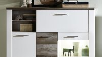 Highboard MATEO weiß Driftwood Buffet inkl. LED 133 cm