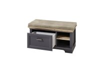 Bank JASMIN Schuhschrank mit Kissen graphit und Artisan Eiche 93x49 cm