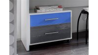 Schreibtisch COLORI weiß inkl. Rollcontainer blau grau