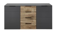 Sideboard MEDIANA graphit matt Lack Haveleiche cognac