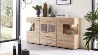 Sideboard SPIDER PLUS Artisan Eiche Caspio Glas inkl. LED