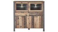 Highboard CARDIFF Kommode Used Style Dark Matera LED