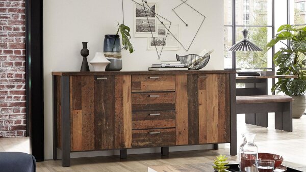 Sideboard CARDIFF Used Style Dark Matera Kommode 2trg.