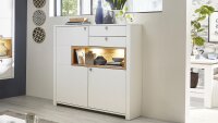 Highboard SERPIO Kommode weiß matt Wildeiche teilmassiv