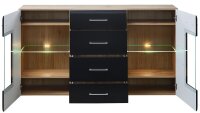 Sideboard SONATE Laminat schwarz Eiche Altholz inkl. LED